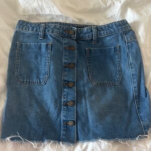 Denim Button-Front Skirt